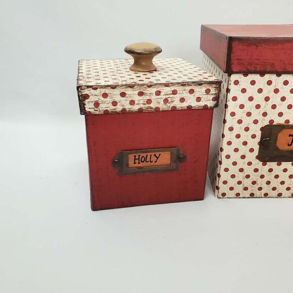 Christmas Nesting Boxes, Set of 3 Boxes with lids, Decor - Picture 2 of 11